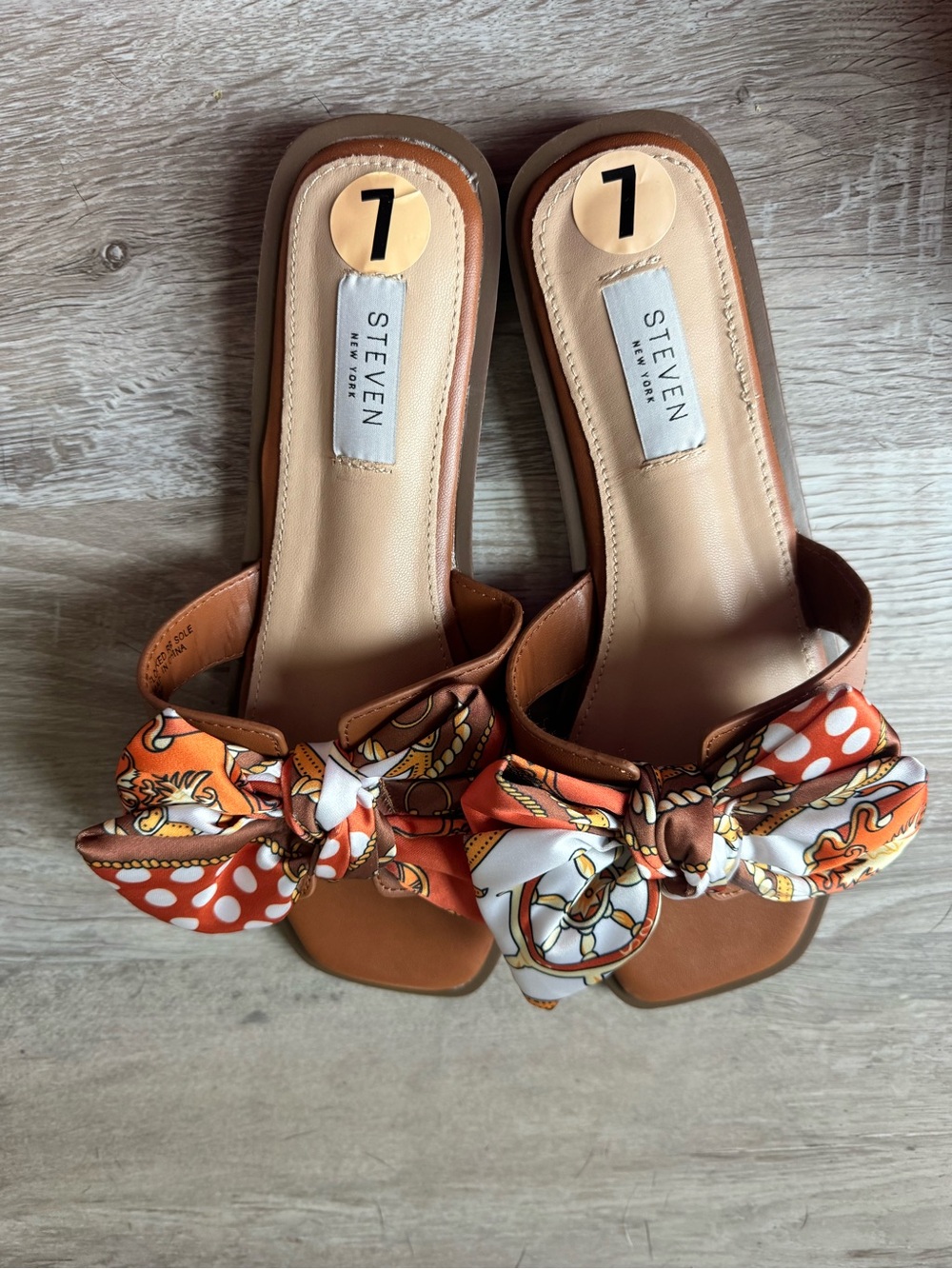 Women's Orange Bow Slide Sandals